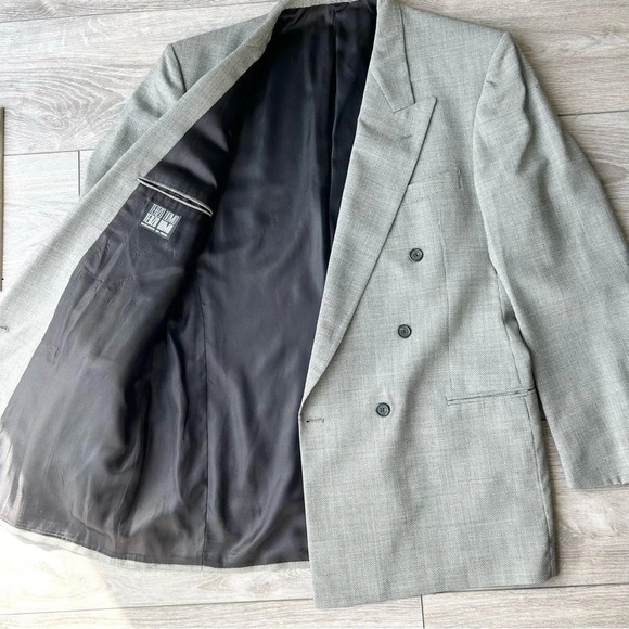 Vintage Terzo Uomo Pure Wool Houndstooth Double Breasted Blazer  Sports Jacket - Picture 10 of 16